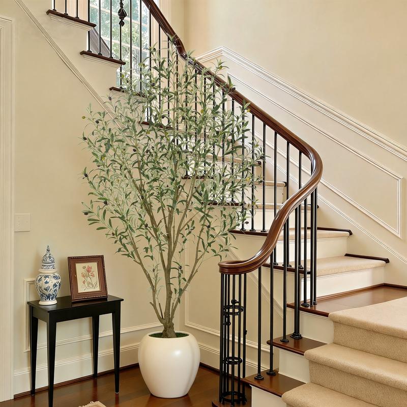 Nafresh 5ft/6ft/7ft/8ft Super Full Artificial Olive Tree Indoor,Large Faux Olive Tree with Decorative Planter, Lifelike Leaves,Vibrant Fruits for Living Room Bedroom Patio Balcony Corner Decor