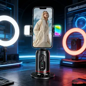 BSLIUFANG 360 Rotation Gimbal Stabilizer Follow-up Selfie Desktop Face Tracking Gimbal for Tiktok Smartphone Live with Remote Shutter