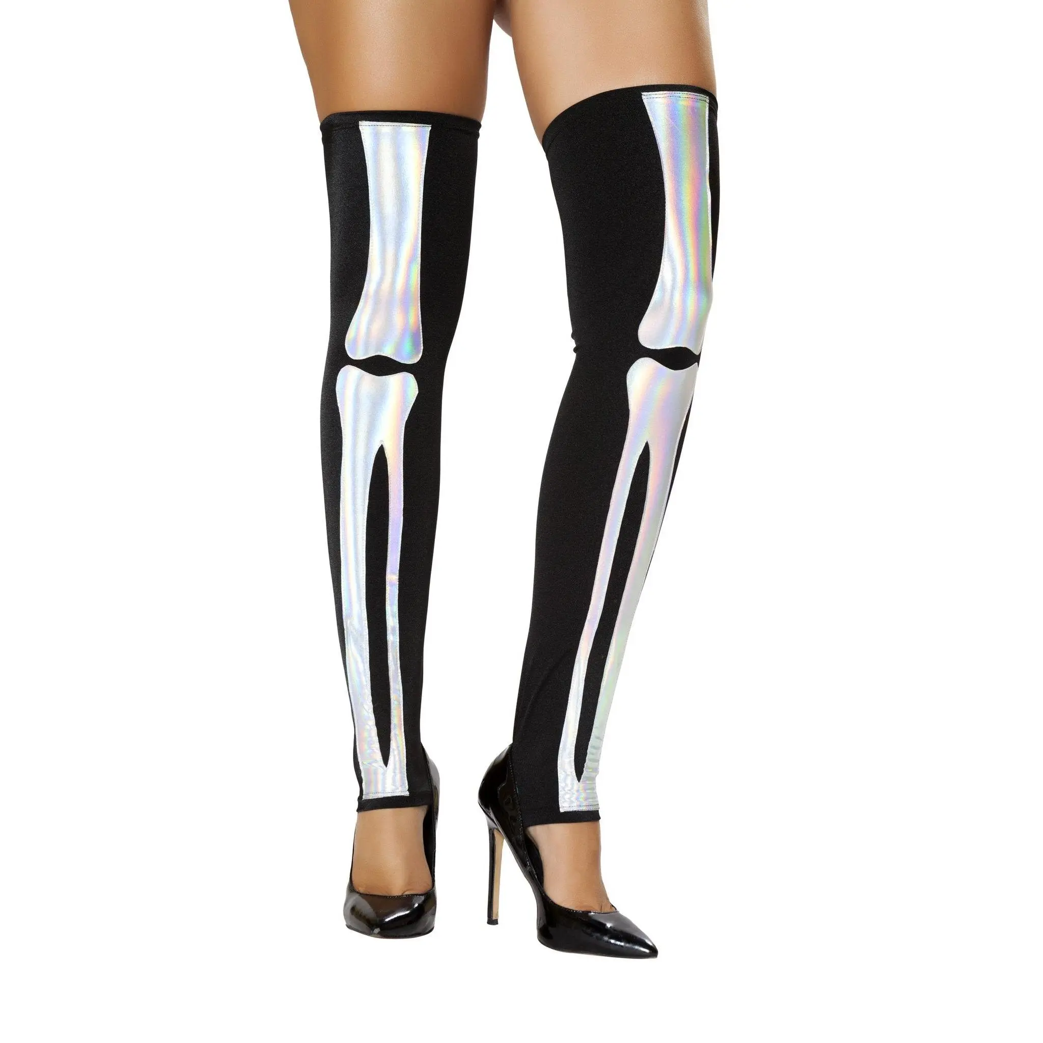 Black Silver Skeleton Leggings