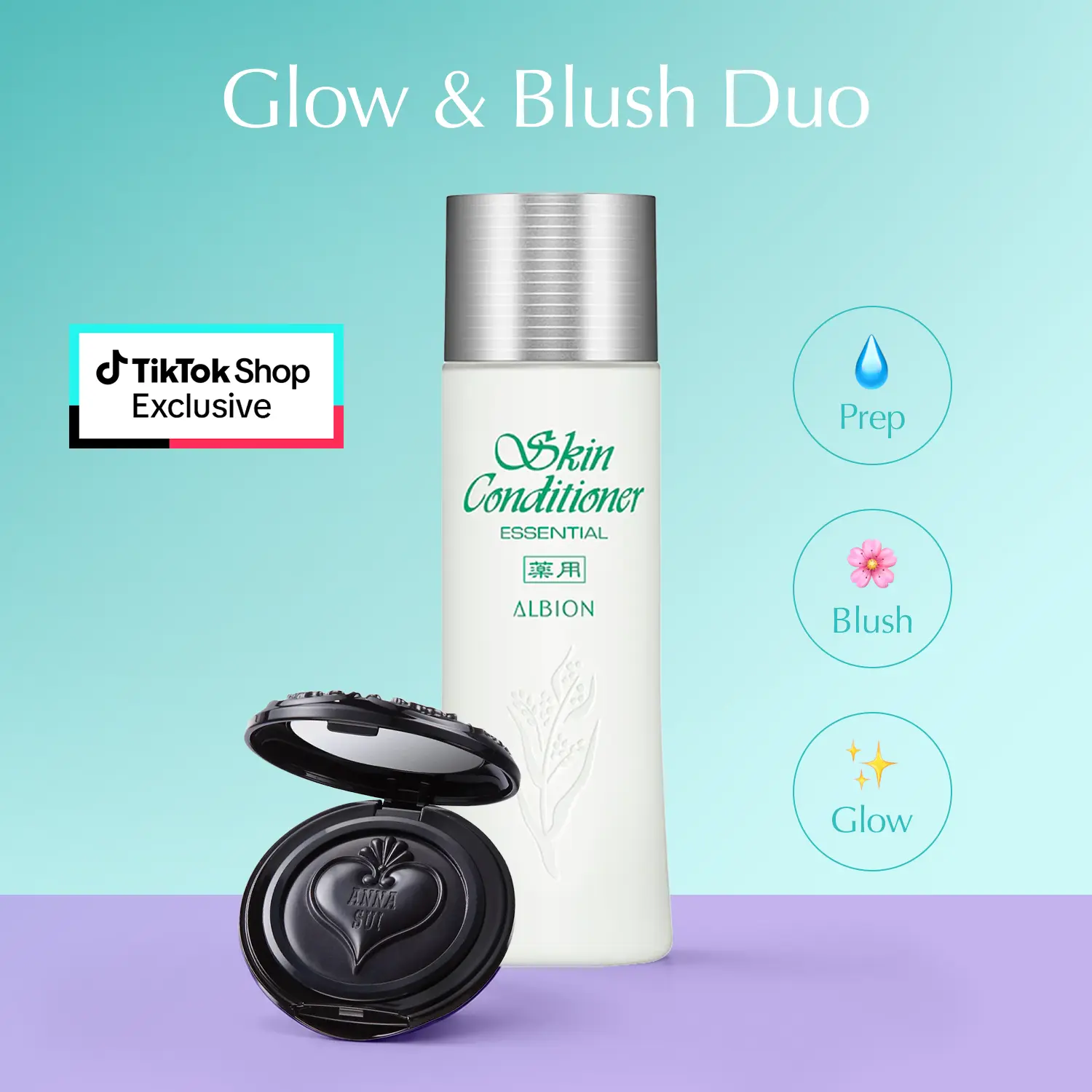 ANNA SUI x ALBION | Blush & Glow Duo Set | Skin Conditioner + Black Cream Blush
