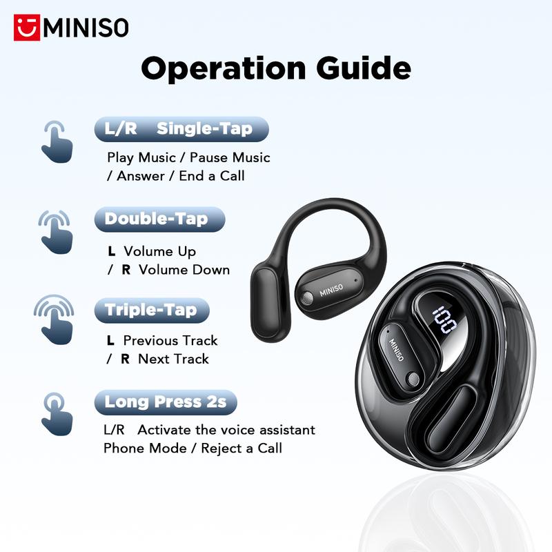 MINISO MS190 Wireless Headphones Bluetooth 6.0 Sport Earphone Built-in Microphone HIFI Sound Quality Earbuds