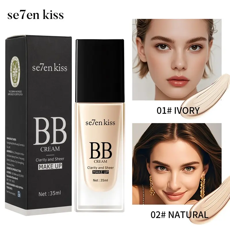 Perfect Flawless BB Cream Foundation - Moisturizing, primer, concealer, long-lasting wear, durable, natural look, lightweight matte formula, available in shades from ivory to natural, natural appearance suitable for all skin types