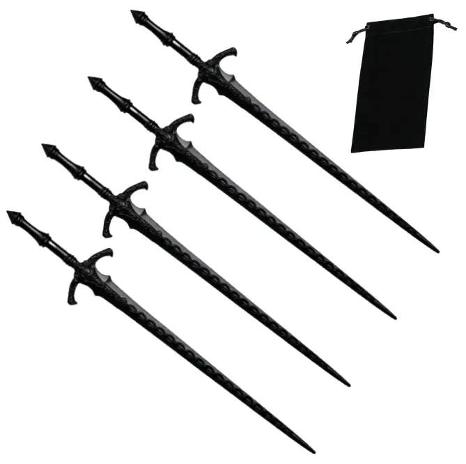 4 pieces of metal sword shaped hairpins, female Gothic hairpin accessories, with 1 storage bag, suitable for daily use and parties
