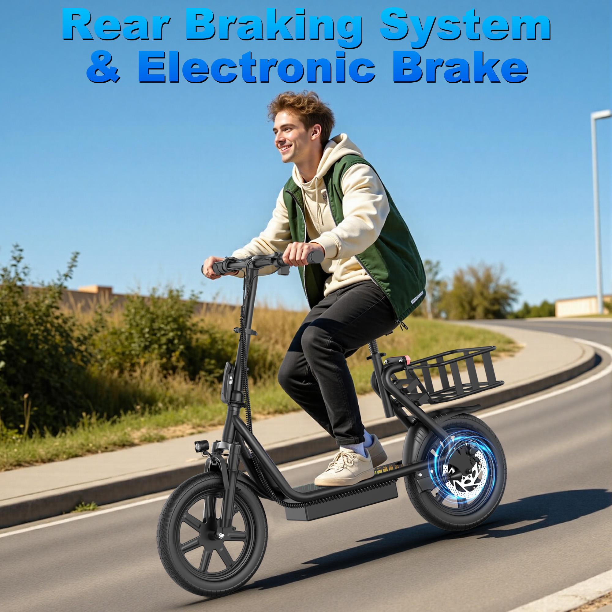 Electric Scooter with Smart App Control, 48V 22.5Ah Battery, 22MPH Top Speed, 21-27 Miles Range, Rear Storage Basket