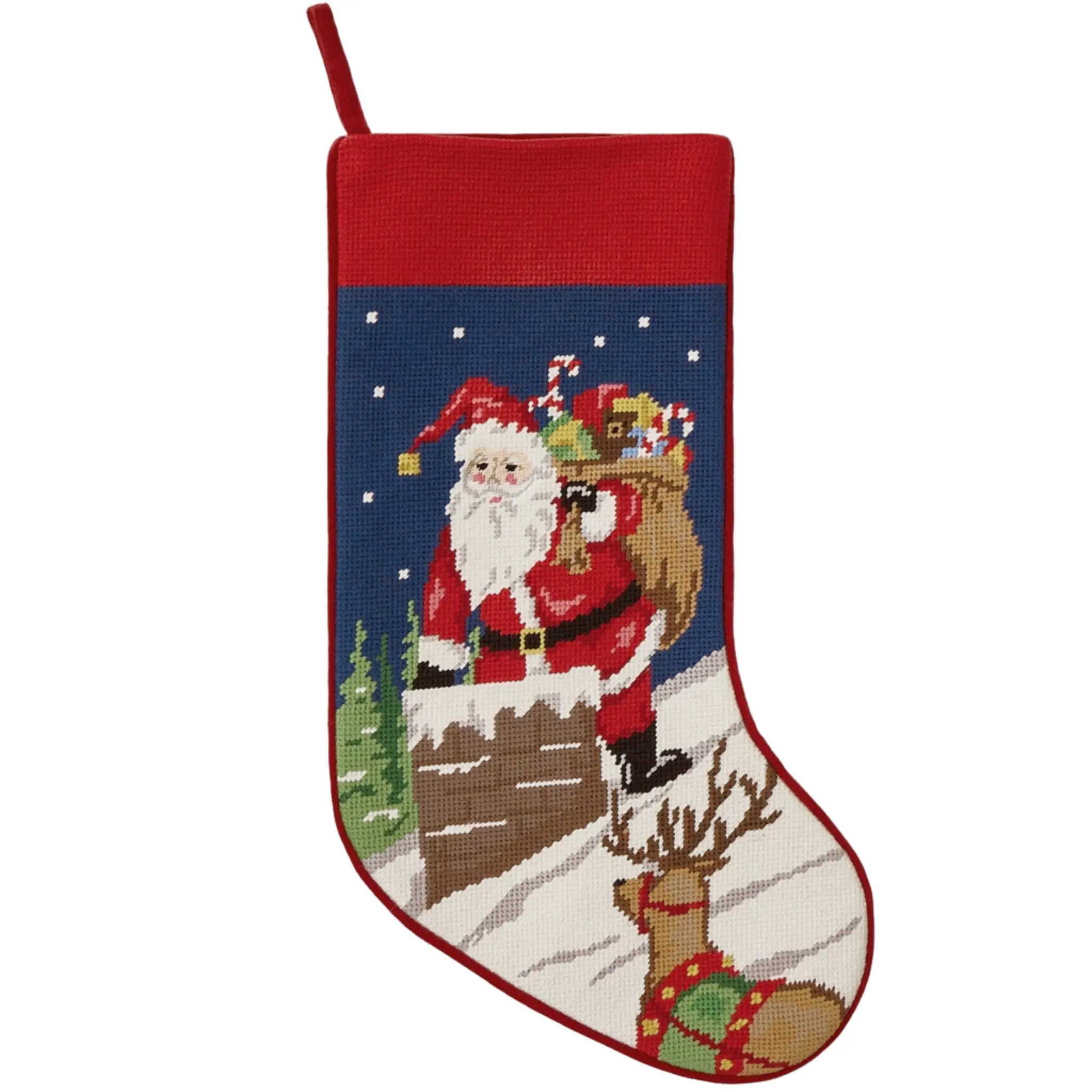 Santa Chimney Embroidered Stocking