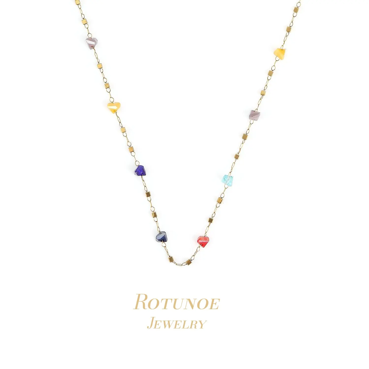 Rotunoe French-Inspired Colorful Chain Jewelry Necklace, Long-Style Chain with Elegant Aesthetic, Chain Jewelry Necklaces stack