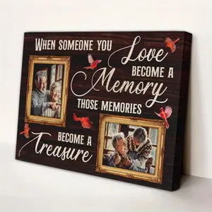 2D Flat 1pc Personalized Memorial Framed Canvas - Custom Photo Frame With Your Own Photo, Memorial Keepsake Gift - Elegant Framed Framed Canvas Print For Loss Of Loved One, Sympathy, Birth, Fathers's Day, Football Star, Independence Day, Juneteenth
