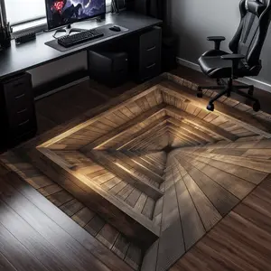 2D Illusion Infinite Wooden Staircase Flannel Area Rug - Oversized Soft Plush Mat for Living Room & Game Room, Non-Slip Optical Illusion Home Decor #2DIllusionRug #OpticalIllusionDecor #GameRoomCarpet #FlannelMat #NonSlipRug
