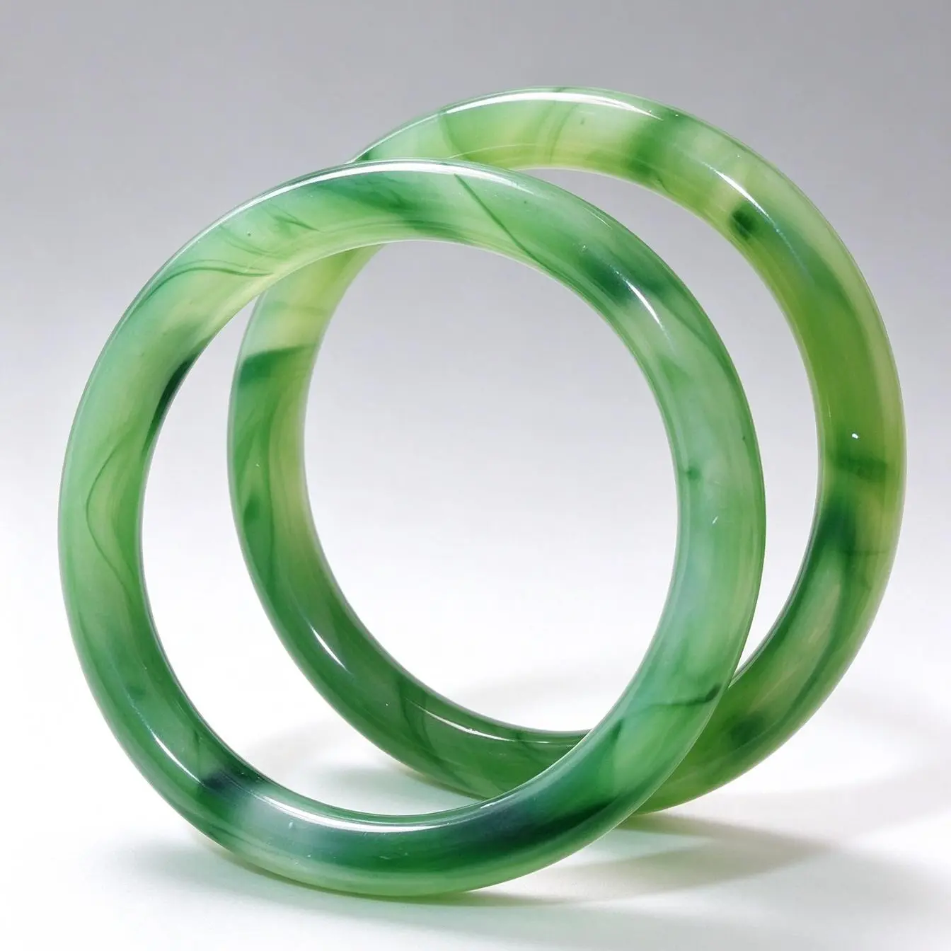 10mm Round Stackable Bangle, Ink Wash Green Imitation Jade , Vintage Chinese Style Dainty Bangle for Women, Elegant Cheongsam Jewelry high quality bracelet