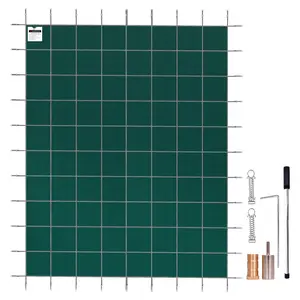 Pool Safety Cover for Inground Pools 16x40 Ft, Rectangular Green PP Material Cover with Mesh and Solid Options, Winter Safety Cover for Swimming Pools, Weatherproof Outdoor Inground Pool Cover