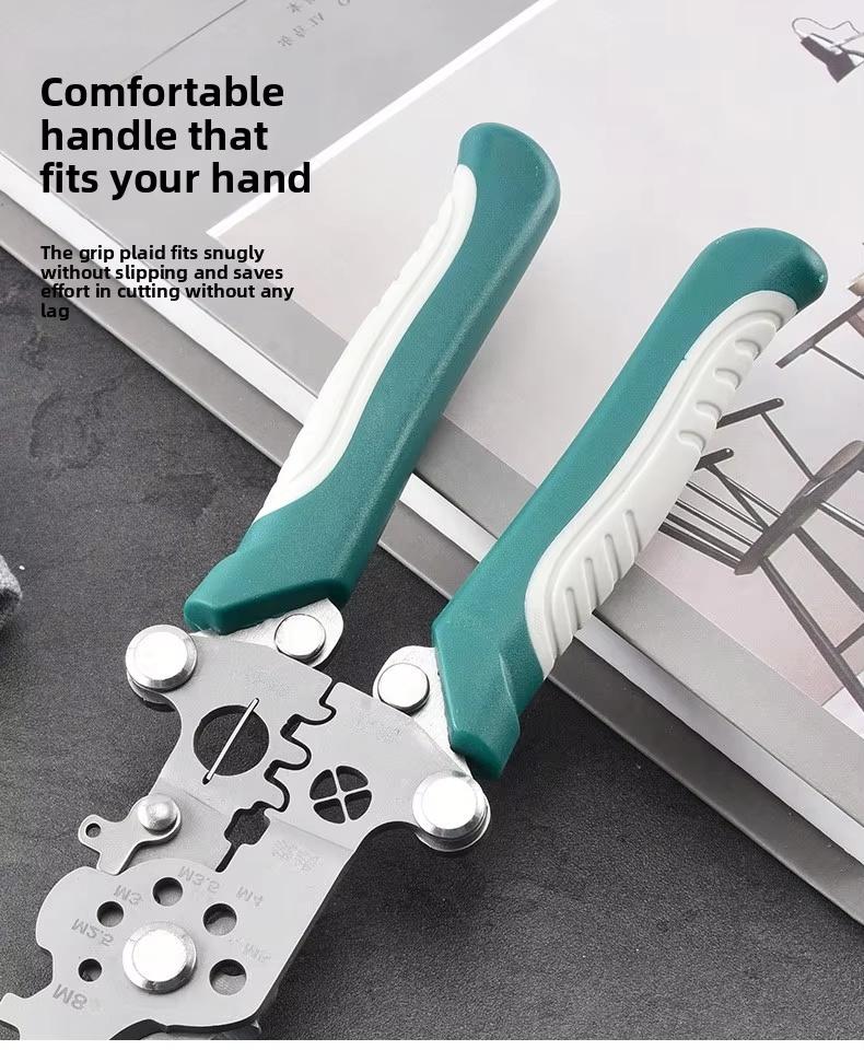 Foldable Wire Stripping Pliers, Professional Multifunction Manual Hand Tool, Pulley Design Durable Crimping & Wrapping Pliers