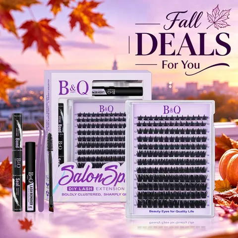 SalonSpike 200D Kit l B&Q Evil Lash,Dramatic Soft Spike Manga Thick Volume Individual Clusters,D-Curl, DIY Eyelashes Extension,Waterproof,Long Lasting,Salon Full Fake Lashes, Makeup Cosmetic Lash Stacking Vacation Lash #TikTokShopFallDealsForYou