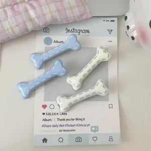 2PCS Cute Bone - Shaped Hair Clips, Blue & White Kawaii Hair Accessories, Perfect for Daily Styling