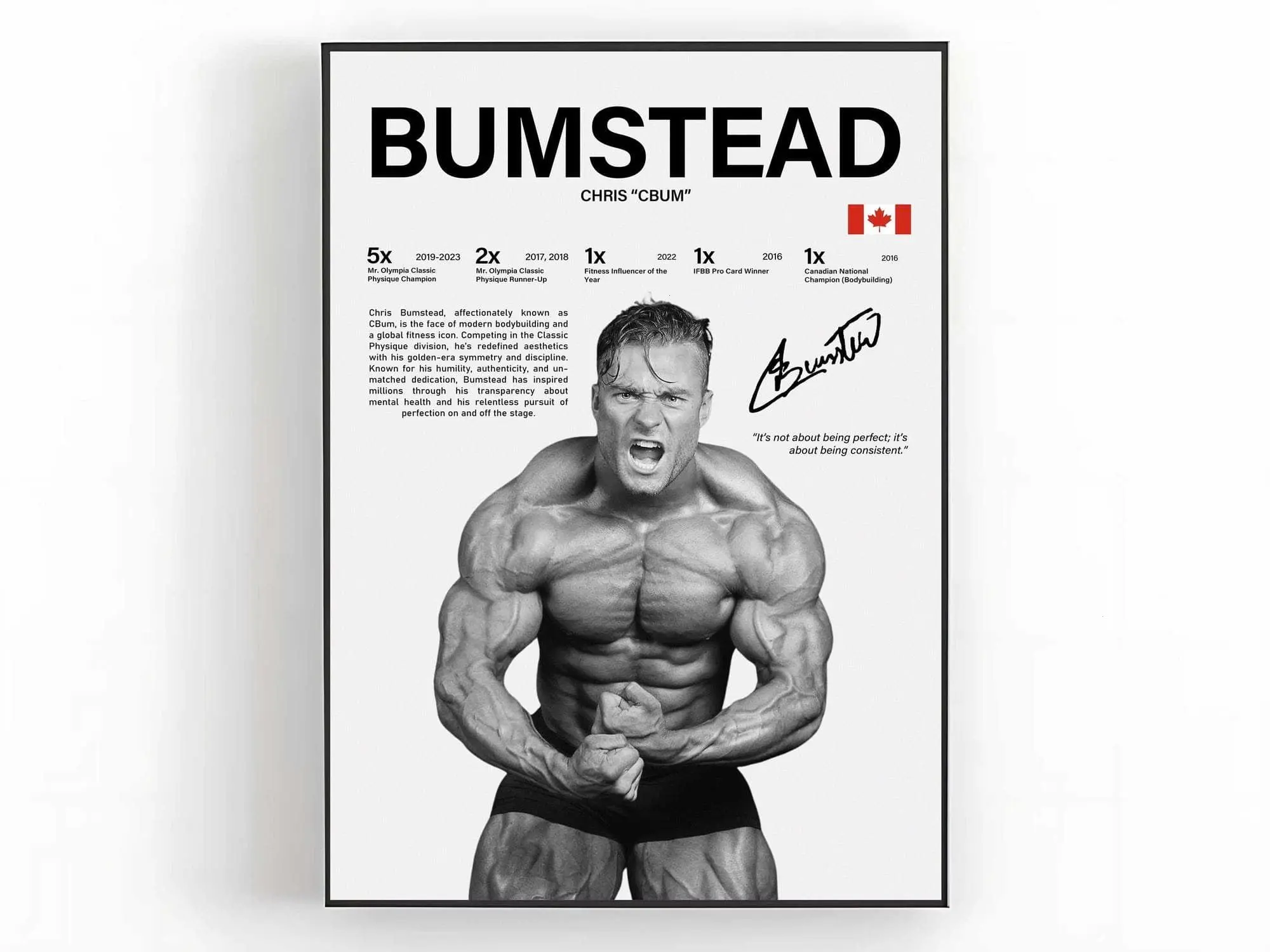 Chris Bumstead Poster Bodybuilding Wall Art Gym Print Sports Room Decor Fan Gift( Unframed - Print Only )