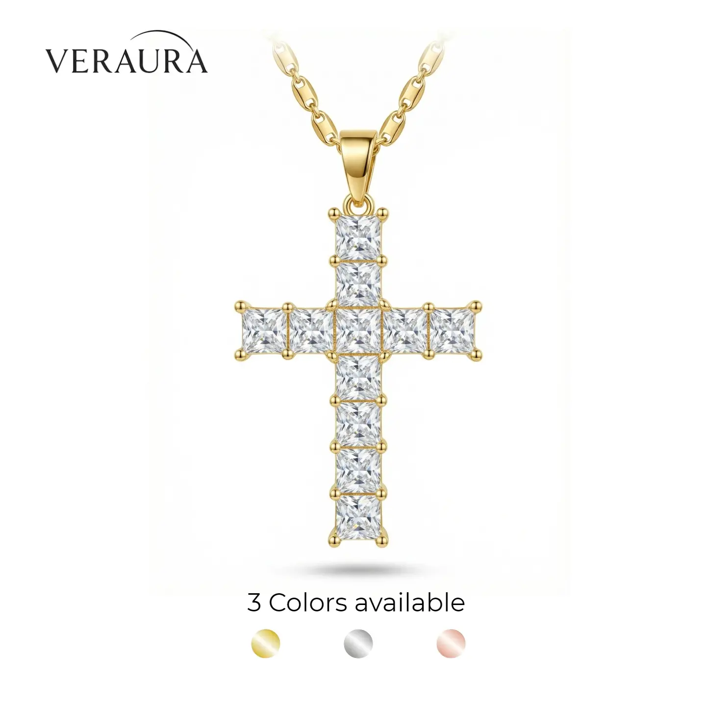 Unisex Waterproof  Cross Necklace 18K Gold Plated Gift  for Men Women  Minimalist