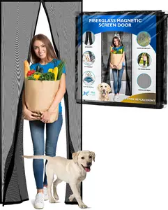 FLUX Heavy Duty Fiberglass Magnetic Screen Door - Durable Upgraded Mesh, Fits 38" x 82" Doors, Auto-Closing, Pet-Friendly, Bug Barrier, Hands-Free