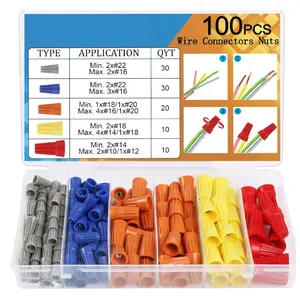 100PCS Wire Connectors Nuts Electric Wire Caps Insulating Insert Twist Electrical Wire Connectors Colorful Wire Assortment Nuts for Quick Connection