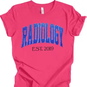 Glitter Radiology Tech T-Shirt Cotton Soft Top Embroidery Cute Trendy