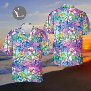 Flamingo Floral Pattern Hawaiian Shirt, Flamingo Shirt, 3D Hawaiian Aloha Shirt, Hawaii Shirt for Men and Women, Flamingo Lover Gifts