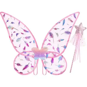 Fairy Wings for Girls, Princess Butterfly Wings with Fairy Wand Angel Wing for Halloween Cosplay Dress Up