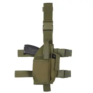 ROTHCO Deluxe Adjustable Universal Drop Leg Tactical Holster - Coyote Brown Quick Release Buckle Secure Fit Extra Storage Clip Pouch