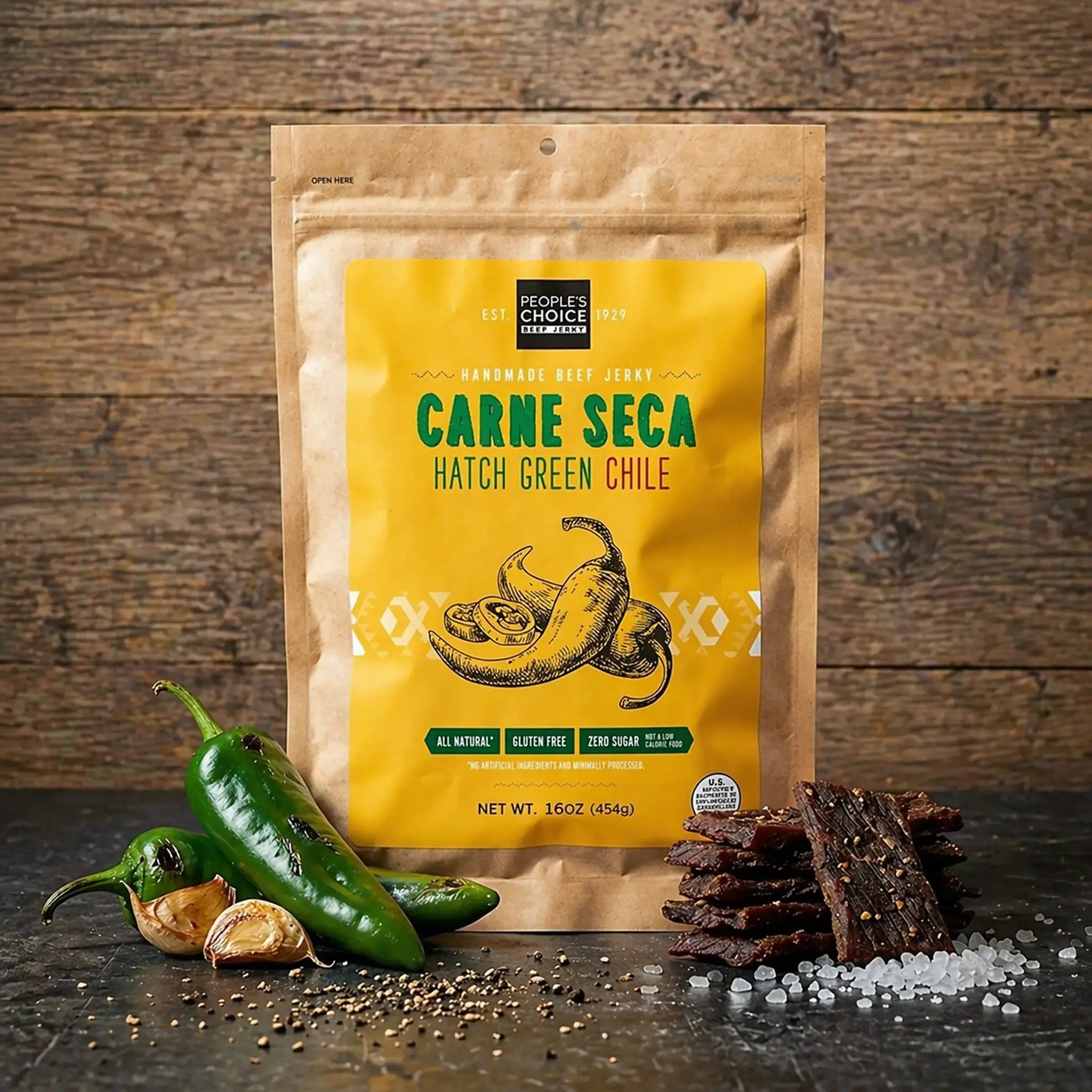Hatch Green Chile Carne Seca - Dried Chilli Snack