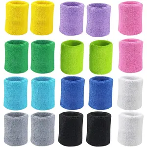 10 Pairs Sports Wristbands, Wrist Sweatbands for Men & Women, Stretchy & Sweat Absorbing Cotton Terry,Perfect for Basketball, Football, Tennis, Soccer, Running & Working Out