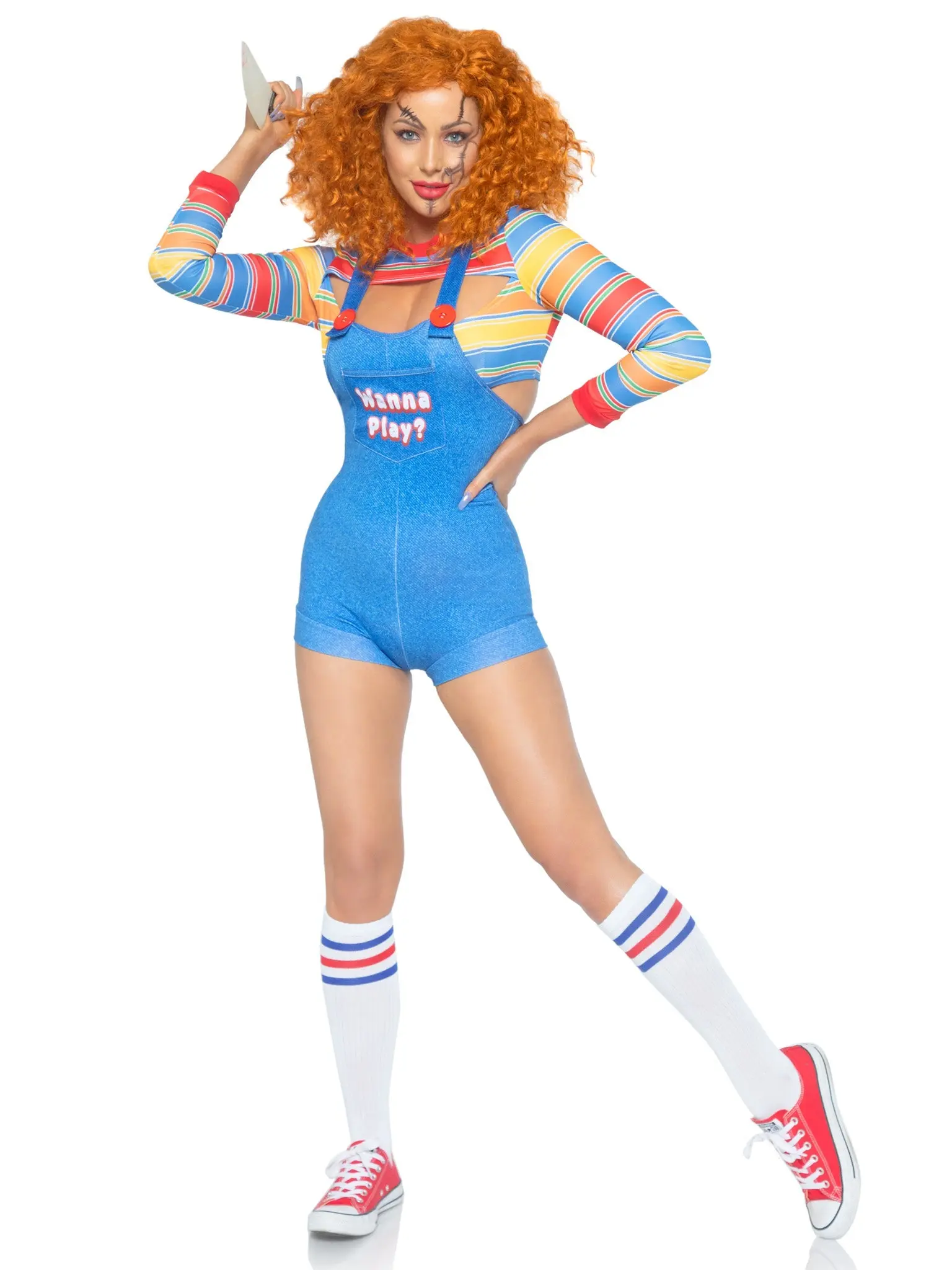 Leg Avenue Women's Cute Polyester Demon Doll Killer Horror Halloween Costume, Fits Chucky-Themed Clothes