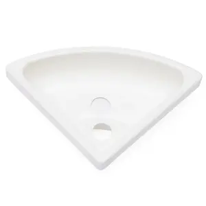 Small Wall Mount Corner Bathroom Sink White Triangle Plastic Vanity Single Bowl Sink for Kitchen Bathroom Lavatory (White, Without Faucet)