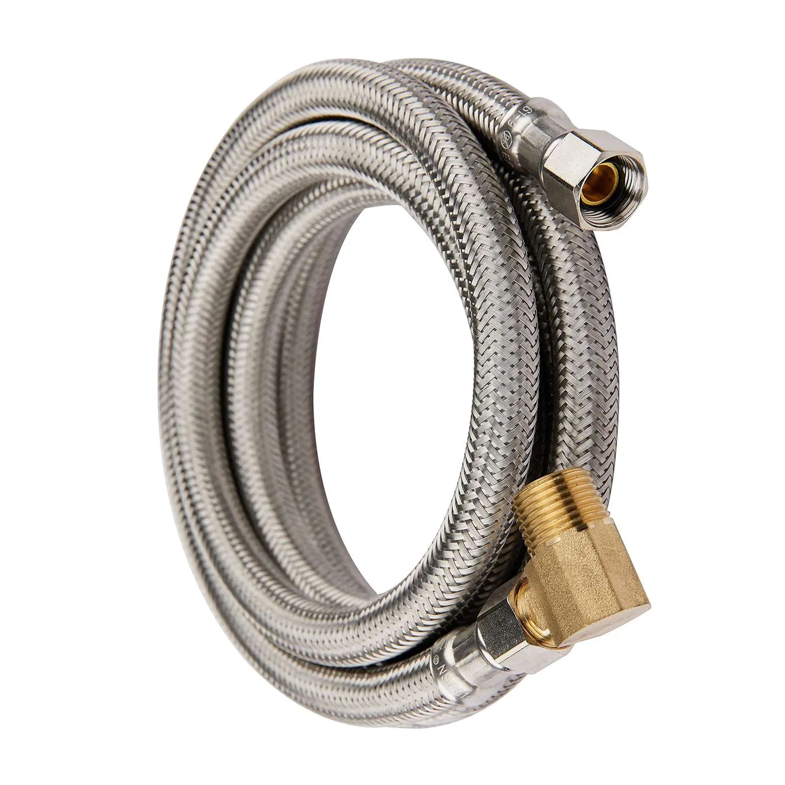 10-Pack 6ft Dishwasher Hose, with attached 90-Degree 3/8" comp x 3/8" MIP elbow, Premium Stainless Steel