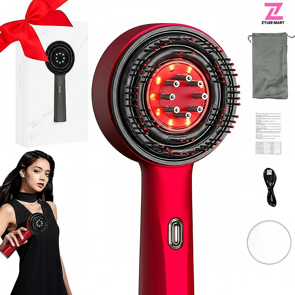 ZYLER Electric Scalp Massager Comb with Oil Diffuser - Cordless Waterproof Head Spa Equipment, 3 Modes for Relaxation, Gift for Men & Women, Hair Growth, Batteries, Valentine's Day, Gift Idea, Oil Diffuser Scalp, Relaxing Effects, Apply Oils