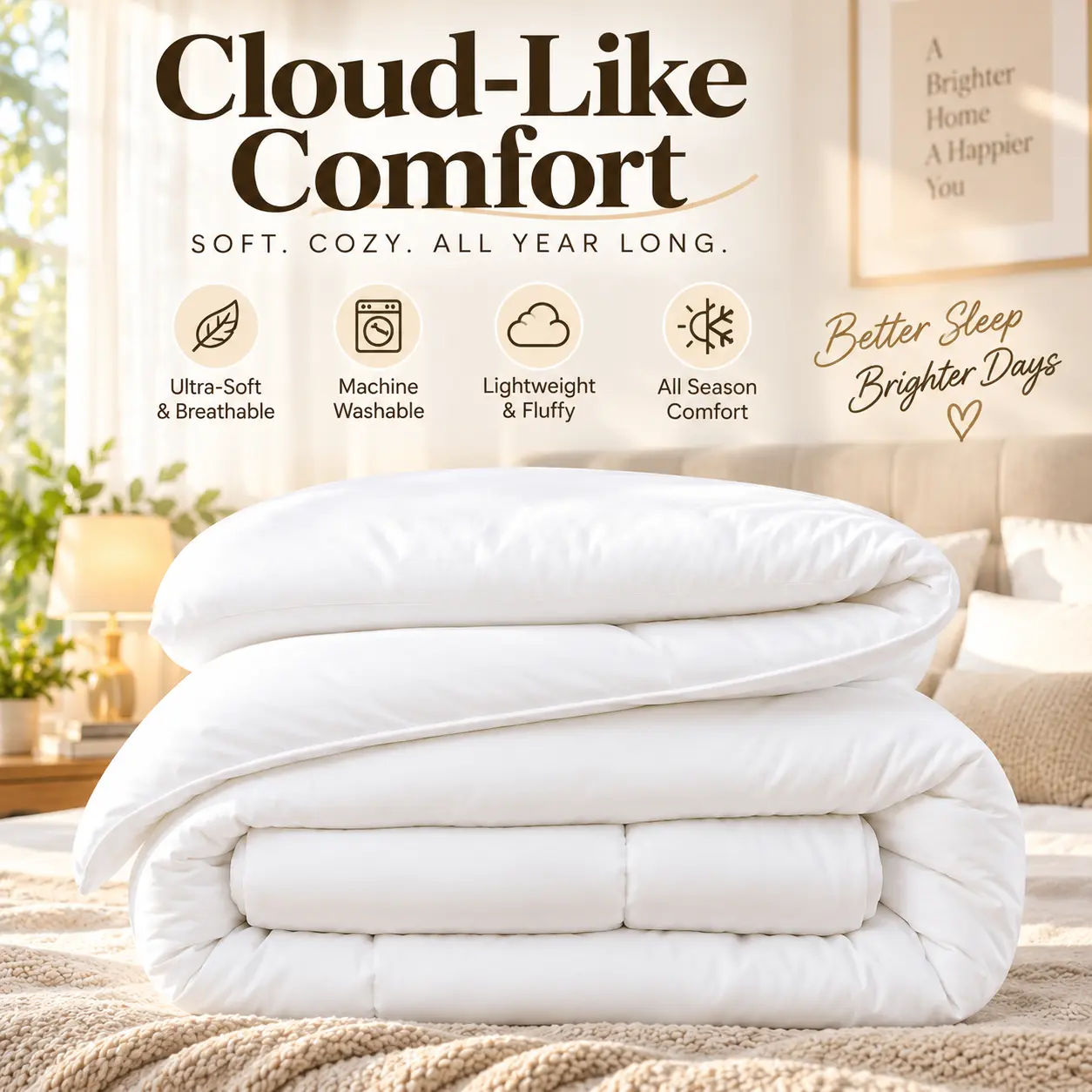 Fall Bedding Double-Stuffed Comforter A-Class Skin-Friendly Knit Surface Cloud-Like Ultra-Soft Multi-Size Machine Washable All Season Bedding for Bedroom