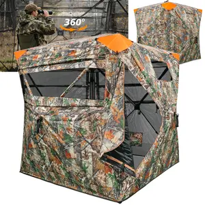 Bearbro Portable 270° /360° See Through Hunting Blind Pop-Up Ground Blind with Tie-downs & Carrying Bag for Deer, Duck and Turkey Hunting,New upgraded version, featuring 4 reflective triangular fabrics,TikTokshopBlackFriday