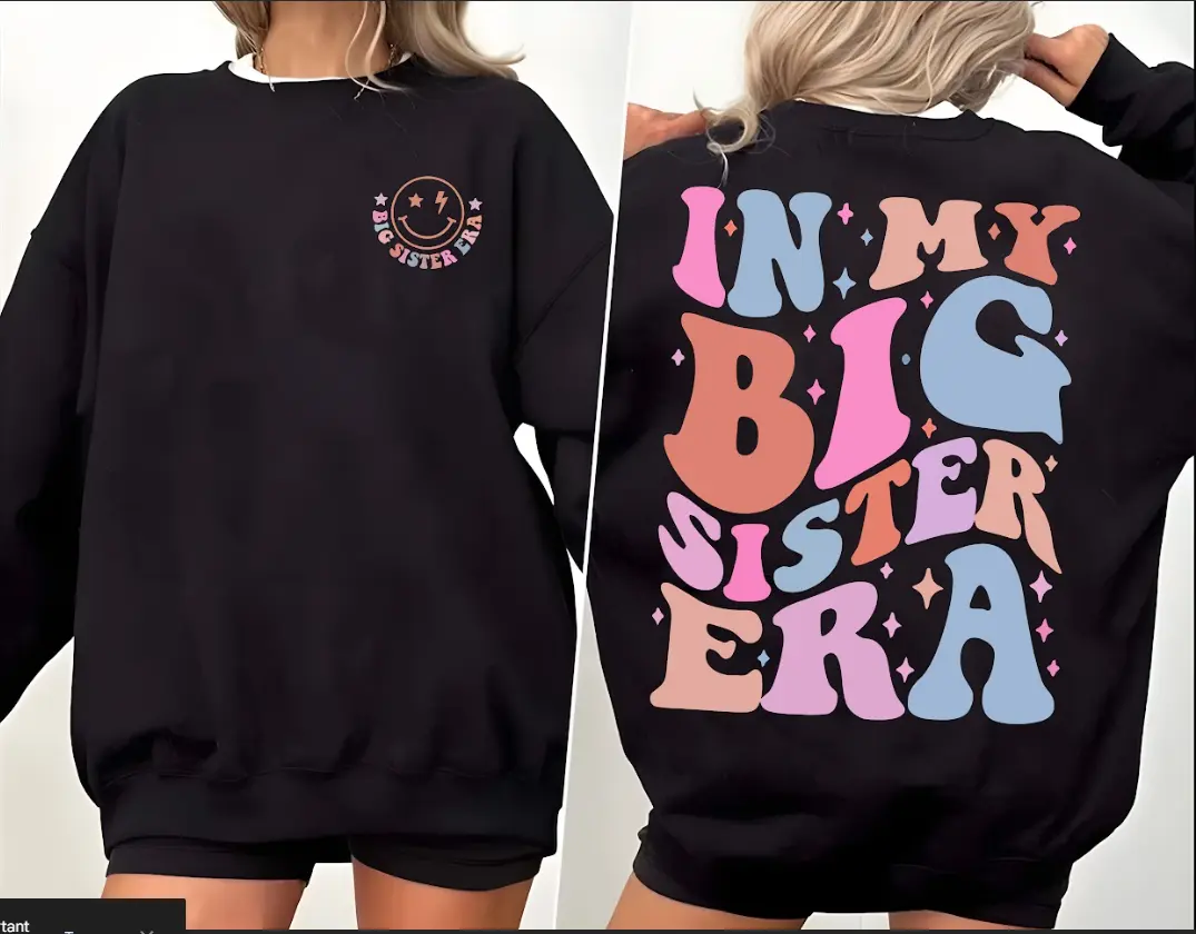 In My Big Sister Era Shirt, Big Sister Shirt, Retro Shirt, Smiley Face Shirt, Pregnancy Announcement, Gifts for Girl, Big Sister Sweatshirt, Retro Big Sister, Smiley Face Sweatshirt, Announcement Shirt, Pregnancy Shirt, Big Sister Era Shirt, Gift for Her