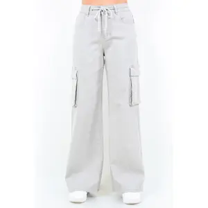 American Bazi Full Size Drawstring Wide Leg Cargo Pants Plus Size