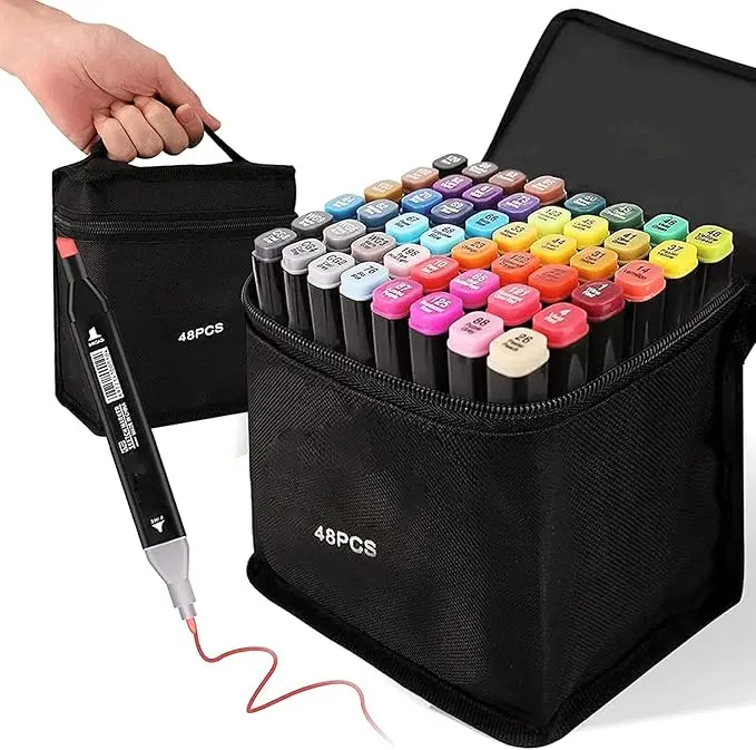 24/48/80 Colors Dual Head Markers, Permanent Art Sketch Markers for Drawing, Coloring & Illustration