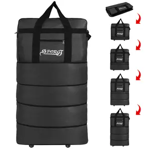 Extra-Large 140L Luggage Large Foldable Cabin Bag Travel Bag with Wheels, Expandable Lightweight Large Capacity Rolling Duffel Bag, Expandable Suitcase for Airplane Travel, Moving, Weekend Trips