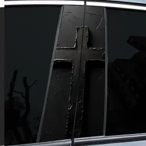 2 very good-looking and interesting car mid-pillar stickers with personal creativity, B-pillar protective film, black cross pattern car sticker sticker, Universal car sticker, suitable for cars