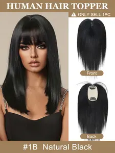 Real Human Hair Toppers for Women Daily 360° Bangs 3D Hair Pieces with Thinning Hair Bangs20, 25, 30, 35cm  Real Hair Women's Wig Set, Increase Volume, Change Style, Fashionable Straight Hairstyle