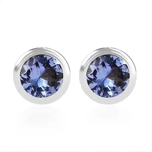 Shop LC Poke Free Tanzanite 0.50 ctw Stud Earrings in Rhodium Over Sterling Silver