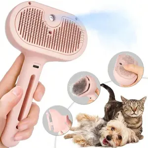 3 in 1 Cat Steam Brush, Pet Spray Hair Removal Comb for Shedding & Grooming, Water Brush for Cats Dogs Small Animals Long Short Haired with One-Click Release Button(White)