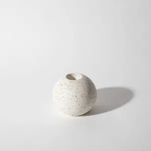 Sphere Candlestick Holder in White Terrazzo
