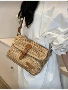 Vintage Fashion Large Capacity Woven Tote Bag Beach Vacation Shoulder Crossbody Bag Summer Holiday Woven Handbag Handbag Shoulder Purse Trendy Crossbody Bag Fashionable Crossbody Bag Stylish Crossbody Bags