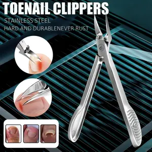 Professional Ingrown Toenail Clippers, 4CR13 Stainless Steel Cuticle Nipper for Thick & Hard Nails, Precision Curved Blade Nail Tool summervibes groove pliers long handle
