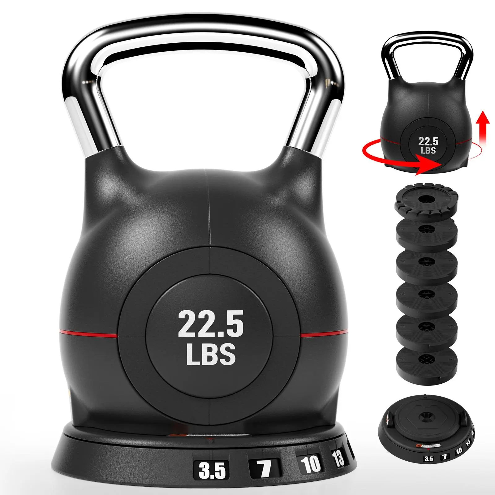 TLGREEN Adjustable Kettlebell Set - 7in1 Kettlebells, Choose 22.5 lb or 44 lb, Quick-Change Weight Dial & Safety Lock, Space-Saving Design gift Home Training Equipment Home Gym Equipment Gym Workout Home Gym Kit weights lifting straps summerwins