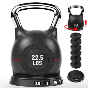 TLGREEN Adjustable Kettlebell Set - 7in1 Kettlebells, Choose 22.5 lb or 44 lb, Quick-Change Weight Dial & Safety Lock, Space-Saving Design, mothers day gift