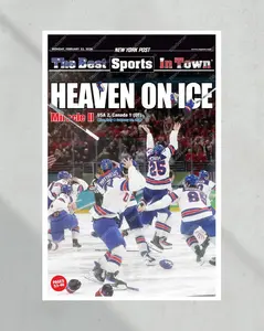 [UNFRAMED POSTER] 2026 USA Hockey “Heaven on Ice” Gold Medal vs Canada Newspaper Print
