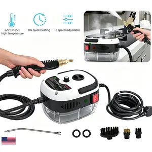 2500W Handheld High Pressure Steam Cleaner, 100-130℃ High Temp Steamer, 20s Fast Heating, 2.5m Long Hose, Detergent-Free Deep Cleaning for Home, Bathroom & Car