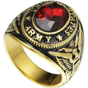 Gold Plated Stainless Steel United States Army Ring