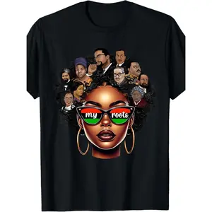 Celebrating American Heritage and Cultural Pride with a 100 Made in Usa Girl Afro Melanin T Shirt for Women Featuring Juneteenth and Black History Month